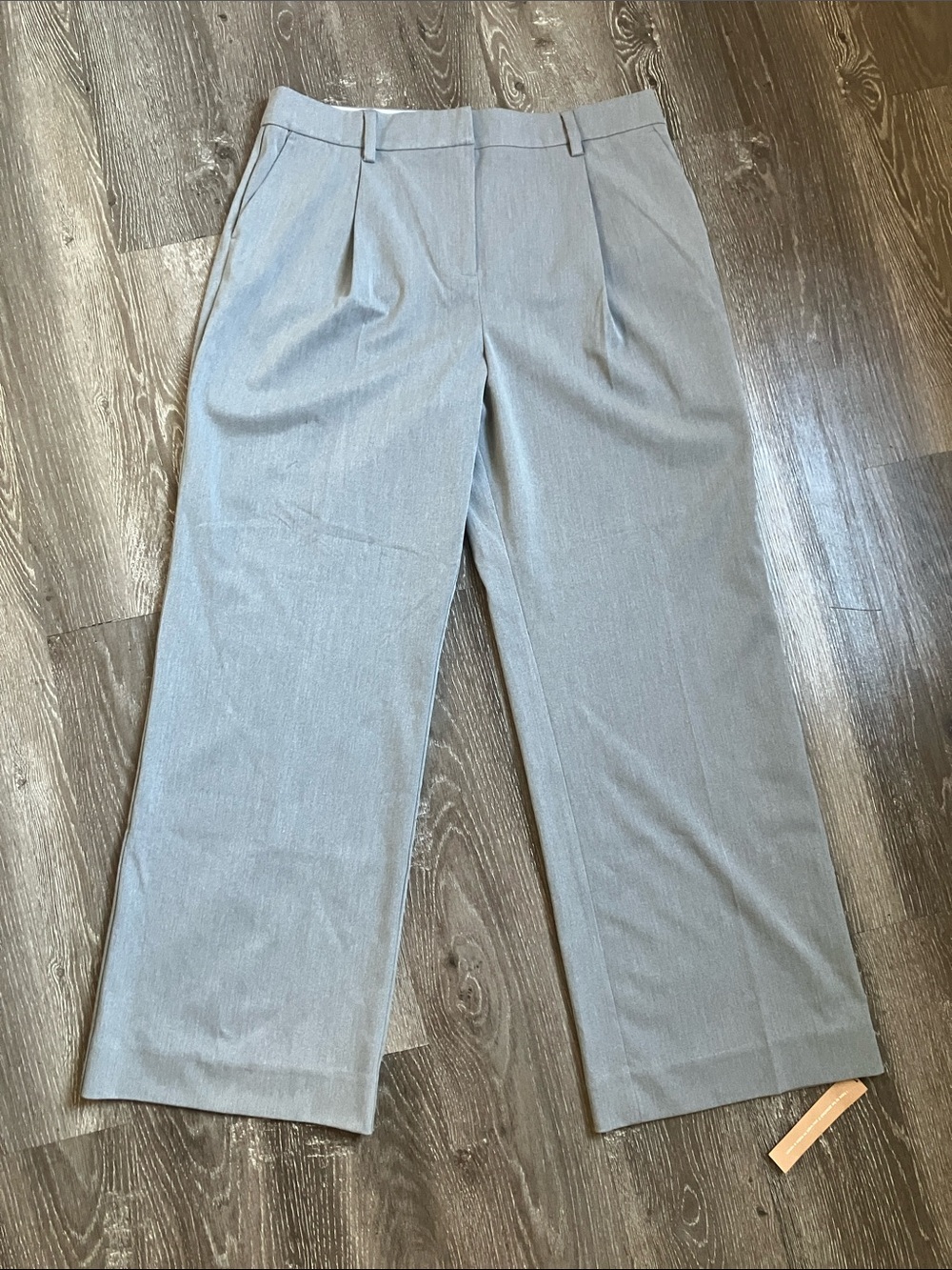 Reformation Wide Leg Pleated Pants - Light Gray